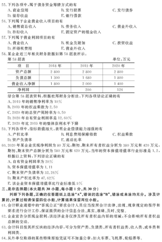2021浙江財(cái)會類職業(yè)技能考試試題及答案 考什么內(nèi)容