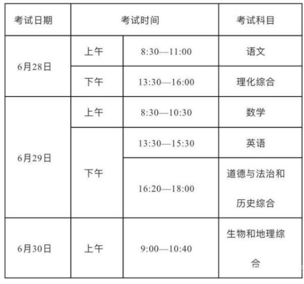 2021錦州中考時間