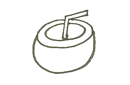 椰子簡(jiǎn)筆畫(huà)彩色的畫(huà)法3