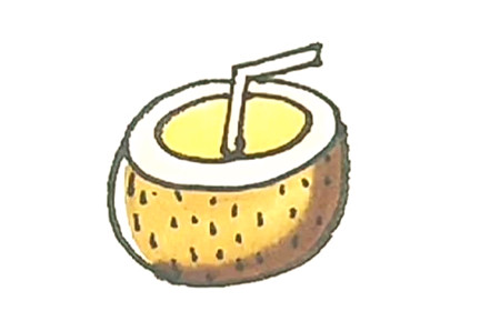 椰子簡(jiǎn)筆畫(huà)彩色的畫(huà)法4