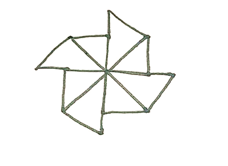 玩具風(fēng)車簡(jiǎn)筆畫的畫法5
