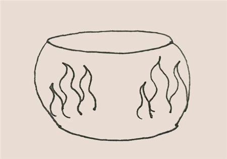 魚(yú)缸簡(jiǎn)筆畫(huà)彩色的畫(huà)法2