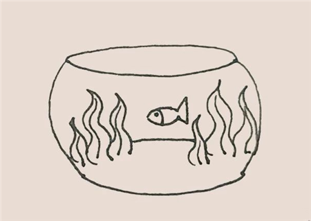 魚(yú)缸簡(jiǎn)筆畫(huà)彩色的畫(huà)法3