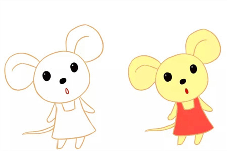 穿裙子的小老鼠簡(jiǎn)筆畫2