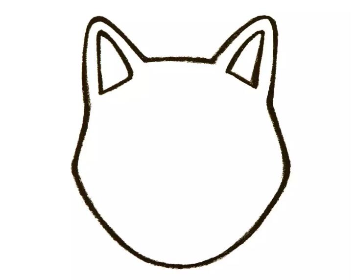 小狗可愛(ài)頭部簡(jiǎn)筆畫(huà)的畫(huà)法3