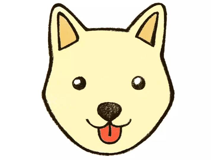 小狗可愛(ài)頭部簡(jiǎn)筆畫(huà)的畫(huà)法6