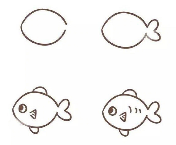 可愛的魚兒簡(jiǎn)筆畫圖片大全 魚兒的簡(jiǎn)筆畫怎么畫1