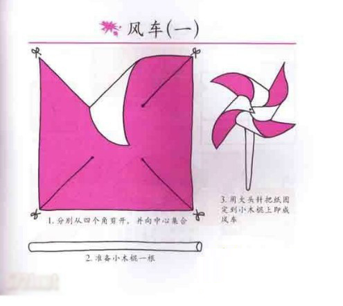風(fēng)車(chē)的折法：怎么手工折風(fēng)車(chē)？