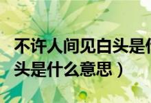 不許人間見(jiàn)白頭是什么意思呢(不許人間見(jiàn)白頭是什么意思)