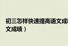 初三怎樣快速提高語(yǔ)文成績(jī)(初三怎么復(fù)習(xí)才能快速提高語(yǔ)文成績(jī))