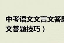 中考語(yǔ)文文言文答題技巧武漢（中考語(yǔ)文文言文答題技巧）