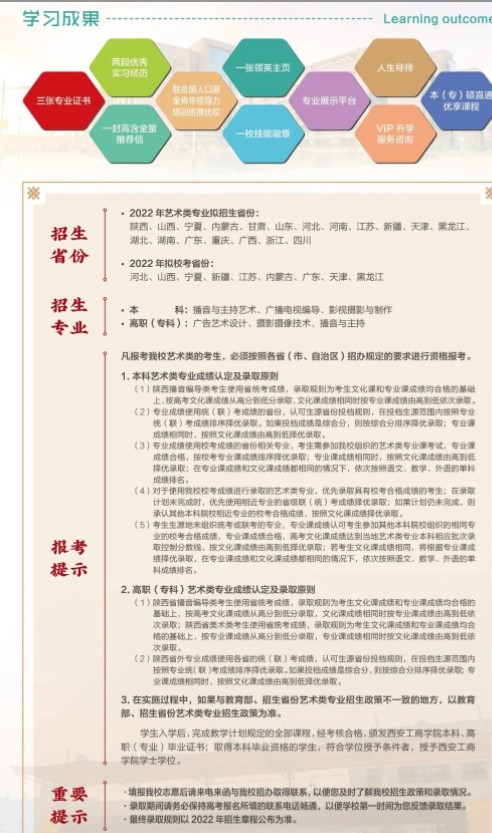 西安工商學院2022年藝術類招生簡章