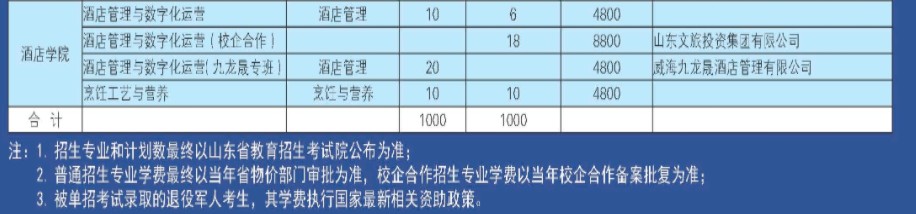 威海職業(yè)學(xué)院?jiǎn)握泻途C合評(píng)價(jià)招生專業(yè)及計(jì)劃