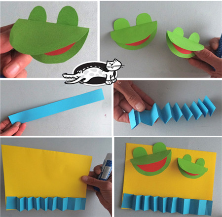 兒童節(jié)彩紙青蛙貼畫(huà)手工制作2