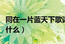 同在一片藍天下歌詞（同在一片藍天下歌詞是什么）