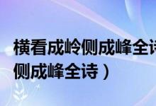 橫看成嶺側(cè)成峰全詩(shī)書法作品欣賞（橫看成嶺側(cè)成峰全詩(shī)）