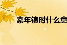素年錦時什么意思(素年錦時釋義)