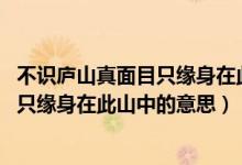 不識(shí)廬山真面目只緣身在此山中是誰(shuí)寫的（不識(shí)廬山真面目 只緣身在此山中的意思）