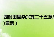 四時(shí)田園雜興其二十五意思和注釋（四時(shí)田園雜興(其二十五)意思）