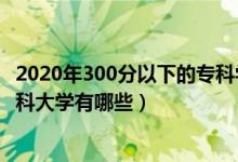 2020年300分以下的?？茖W校（2022年300分左右的公辦專科大學有哪些）