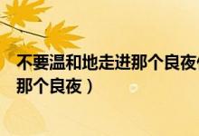 不要溫和地走進那個良夜什么意思（什么是不要溫和地走進那個良夜）
