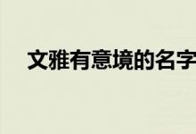 文雅有意境的名字（文雅有意境的成語(yǔ)）