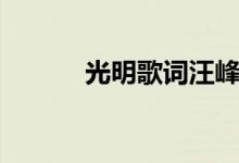 光明歌詞汪峰（光明歌曲簡介）