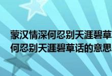 蒙漢情深何忍別天涯碧草話(huà)的意思是什么150字（蒙漢情深何忍別天涯碧草話(huà)的意思是什么）