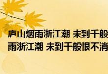 廬山煙雨浙江潮 未到千般恨不消的意思是回文詩(shī)嗎（廬山煙雨浙江潮 未到千般恨不消的意思）