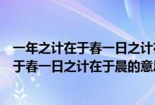 一年之計(jì)在于春一日之計(jì)在于晨告訴我們什么（一年之計(jì)在于春一日之計(jì)在于晨的意思）