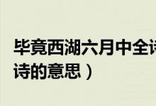 畢竟西湖六月中全詩解析（畢竟西湖六月中全詩的意思）