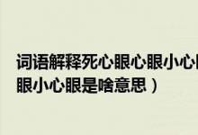 詞語解釋死心眼心眼小心眼是什么意思（詞語解釋死心眼心眼小心眼是啥意思）