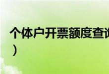 個(gè)體戶開(kāi)票額度查詢（個(gè)體戶開(kāi)票額度是多少）