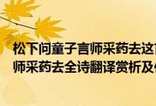 松下問童子言師采藥去這首詩的意思是什么（松下問童子言師采藥去全詩翻譯賞析及作者出處）