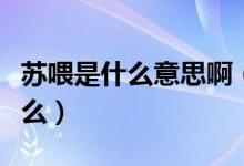 蘇喂是什么意思?。ňW(wǎng)絡(luò)用語蘇喂的意思是什么）