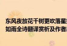 東風(fēng)夜放花千樹更吹落星如雨（東風(fēng)夜放花千樹更吹落、星如雨全詩(shī)翻譯賞析及作者出處）