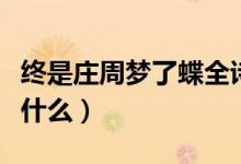 終是莊周夢(mèng)了蝶全詩（終是莊周夢(mèng)了蝶全詩是什么）