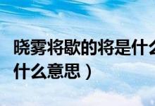 曉霧將歇的將是什么意思?。〞造F將歇的將是什么意思）