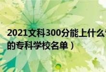 2021文科300分能上什么專科大學（2022高考文科300多分的?？茖W校名單）