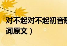 對不起對不起初音歌詞（對不起對不起初音歌詞原文）