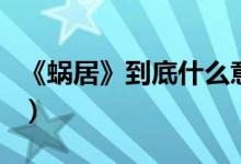 《蝸居》到底什么意思（電視劇蝸居劇情簡(jiǎn)介）