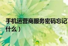 手機(jī)運(yùn)營商服務(wù)密碼忘記了怎么辦（手機(jī)運(yùn)營商服務(wù)密碼是什么）