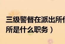 三級(jí)警督在派出所什么職位（二級(jí)警督在派出所是什么職務(wù)）