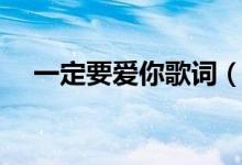 一定要愛(ài)你歌詞（一定要愛(ài)你歌曲介紹）