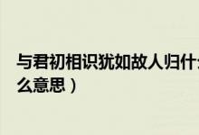 與君初相識猶如故人歸什么意思（與君初相識猶如故人歸什么意思）