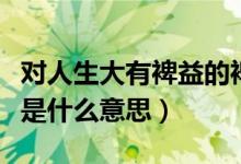 對人生大有裨益的裨益是什么意思（有所裨益是什么意思）