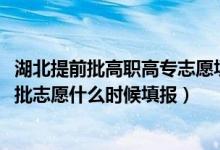 湖北提前批高職高專志愿填報入口（2022湖北高職高專普通批志愿什么時候填報）