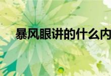暴風(fēng)眼講的什么內(nèi)容（暴風(fēng)眼劇情介紹）