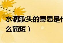 水調(diào)歌頭的意思是什么（水調(diào)歌頭的意思是什么簡短）