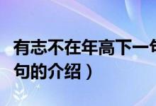 有志不在年高下一句（關(guān)于有志不在年高下一句的介紹）